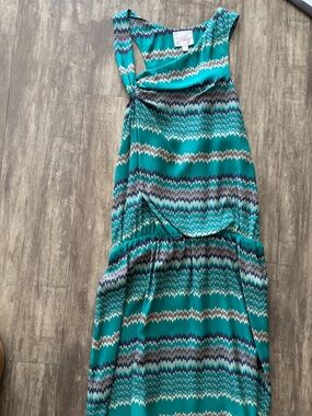 Parker Teal Wave-Print Dress